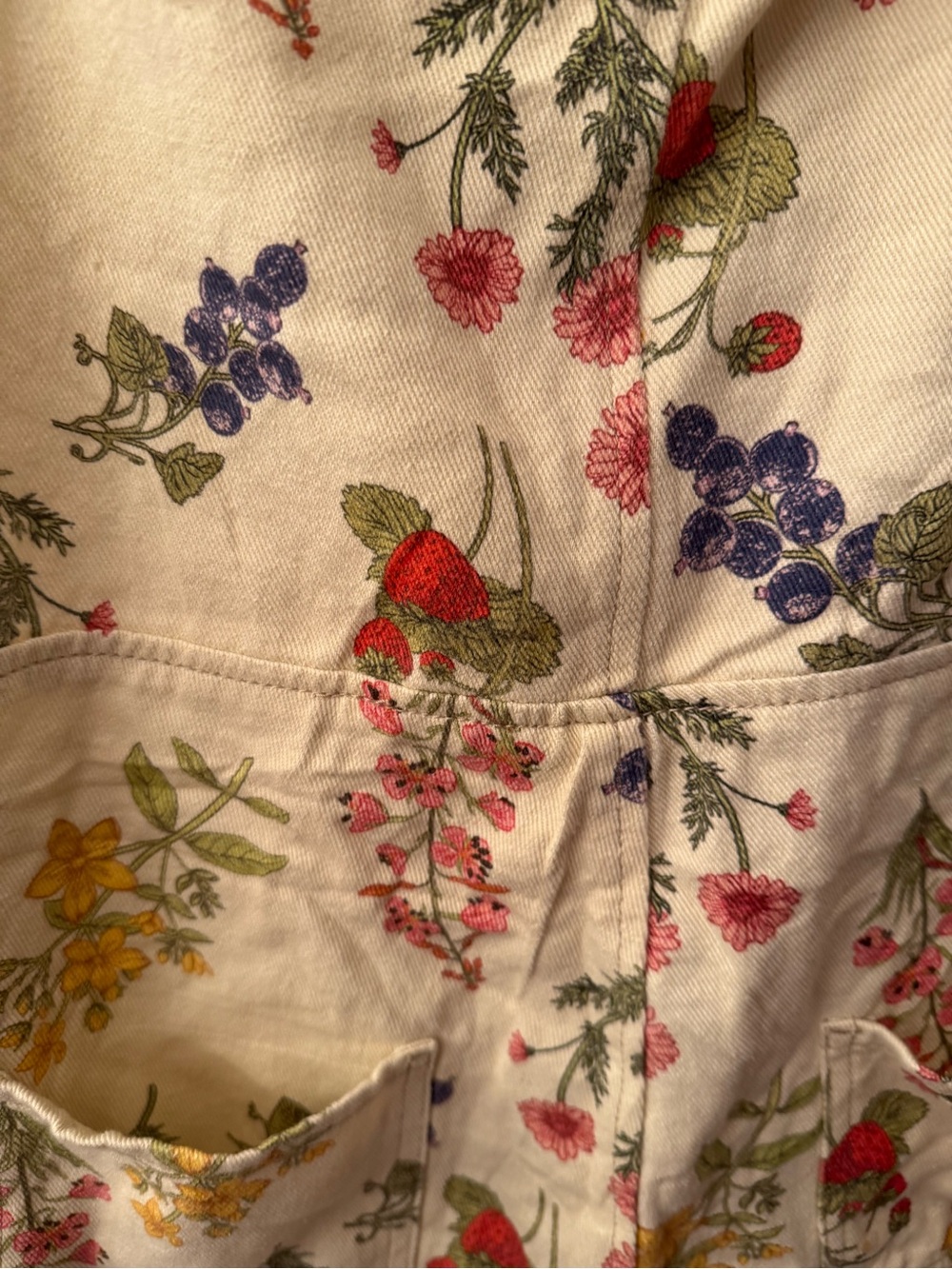 Cider Floral Cream Cotton Overalls with Multicolor Botanical Print - Picture 5 of 13